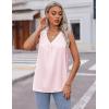 Zeagoo Womens 2025 Silk Satin Tank Tops V Neck Casual Cami Sleeveless Camisole Blouses Summer Basic Tank Shirt(Pink)