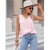 Zeagoo Womens 2025 Silk Satin Tank Tops V Neck Casual Cami Sleeveless Camisole Blouses Summer Basic Tank Shirt(Pink)