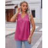 Zeagoo Womens 2025 Silk Satin Tank Tops V Neck Casual Cami Sleeveless Camisole Blouses Summer Basic Tank Shirt(Rose Red)