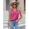 Zeagoo Womens 2025 Silk Satin Tank Tops V Neck Casual Cami Sleeveless Camisole Blouses Summer Basic Tank Shirt(Rose Red)