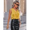 Zeagoo Womens 2025 Silk Satin Tank Tops V Neck Casual Cami Sleeveless Camisole Blouses Summer Basic Tank Shirt(Turmeric)