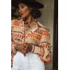 Zeagoo Womens Button Down Shirts Lantern Long Sleeve Blouse Business Casual Work Tops Floral Printed Outfits(B Phoenix Sand)