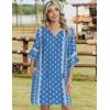 Zeagoo Womens Casual Summer Dress Boho Beach Dresses Tassel Tie Neck 2026 Floral Cover Up Spring 3/4 Sleeve Mini Sundress(Blue and White)