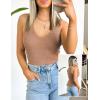 Zeagoo Womens Ribbed Tank Tops 2026 V Neck Slim Fit Knit Sleeveless Shirts Casual Basic Tee(Khaki)