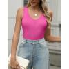 Zeagoo Womens Ribbed Tank Tops 2026 V Neck Slim Fit Knit Sleeveless Shirts Casual Basic Tee(Peach Pink)