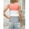 Zeagoo Womens Ribbed Tank Tops 2026 V Neck Slim Fit Knit Sleeveless Shirts Casual Basic Tee(Pink White Gray Stripe)
