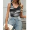 Zeagoo Womens Ribbed Tank Tops 2026 V Neck Slim Fit Knit Sleeveless Shirts Casual Basic Tee(Tw102-black White Stripe)