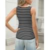 Zeagoo Womens Ribbed Tank Tops 2026 V Neck Slim Fit Knit Sleeveless Shirts Casual Basic Tee(Tw102-black White Stripe)