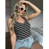 Zeagoo Womens Ribbed Tank Tops 2026 V Neck Slim Fit Knit Sleeveless Shirts Casual Basic Tee(Tw102-black White Stripe)