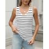 Zeagoo Womens Ribbed Tank Tops 2026 V Neck Slim Fit Knit Sleeveless Shirts Casual Basic Tee(Tw516-white Black Stripe)