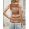 Zeagoo Womens Ribbed Tank Tops 2026 V Neck Slim Fit Knit Sleeveless Shirts Casual Basic Tee(Tw532-brown White Stripe)