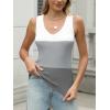 Zeagoo Womens Ribbed Tank Tops 2026 V Neck Slim Fit Knit Sleeveless Shirts Casual Basic Tee(White Gray Stripe)