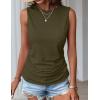 Zeagoo Womens Ruched Tank Tops 2025 Crew Neck Cute Summer Sleeveless Blouse Shirts S-XXL(2 Pack-army Green and Black)