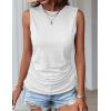 Zeagoo Womens Ruched Tank Tops 2025 Crew Neck Cute Summer Sleeveless Blouse Shirts S-XXL(2 Pack-grey White Pink and White)