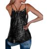 Zeagoo Women’s Sleeveless Sequin Top Sparkle Glitter Top Shimmer Camisole Vest Tank Tops(Black)