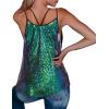 Zeagoo Women’s Sleeveless Sequin Top Sparkle Glitter Top Shimmer Camisole Vest Tank Tops(Dark Green Gradient)