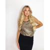 Zeagoo Women’s Sleeveless Sequin Top Sparkle Glitter Top Shimmer Camisole Vest Tank Tops(Gold)