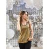 Zeagoo Women’s Sleeveless Sequin Top Sparkle Glitter Top Shimmer Camisole Vest Tank Tops(Gold)