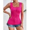 Zeagoo Womens Summer Square Neck Tank Tops Casual Slim Fitted Textured Basic Tops Sleeveless Shirts(Rose Red)