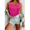 Zeagoo Womens Summer Square Neck Tank Tops Casual Slim Fitted Textured Basic Tops Sleeveless Shirts(Rose Red)