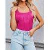 Zeagoo Womens Summer Square Neck Tank Tops Casual Slim Fitted Textured Basic Tops Sleeveless Shirts(Rose Red)