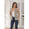 Zeagoo Womens Sweater Vest V Neck Button Down Shirts Trendy Knit Sleeveless Cardigan Top Shirt S-XXL(Beige Stripe)