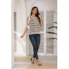 Zeagoo Womens Sweater Vest V Neck Button Down Shirts Trendy Knit Sleeveless Cardigan Top Shirt S-XXL(Beige Stripe)