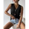 Zeagoo Womens Sweater Vest V Neck Button Down Shirts Trendy Knit Sleeveless Cardigan Top Shirt S-XXL(Black)
