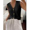 Zeagoo Womens Sweater Vest V Neck Button Down Shirts Trendy Knit Sleeveless Cardigan Top Shirt S-XXL(Black)