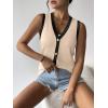 Zeagoo Womens Sweater Vest V Neck Button Down Shirts Trendy Knit Sleeveless Cardigan Top Shirt S-XXL(Black Beige Color Block)