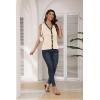 Zeagoo Womens Sweater Vest V Neck Button Down Shirts Trendy Knit Sleeveless Cardigan Top Shirt S-XXL(Black Beige Color Block)