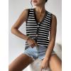 Zeagoo Womens Sweater Vest V Neck Button Down Shirts Trendy Knit Sleeveless Cardigan Top Shirt S-XXL(Black Stripe)