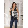 Zeagoo Womens Sweater Vest V Neck Button Down Shirts Trendy Knit Sleeveless Cardigan Top Shirt S-XXL(Black Stripe)