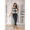 Zeagoo Womens Sweater Vest V Neck Button Down Shirts Trendy Knit Sleeveless Cardigan Top Shirt S-XXL(Black White Diamond)