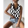 Zeagoo Womens Sweater Vest V Neck Button Down Shirts Trendy Knit Sleeveless Cardigan Top Shirt S-XXL(Black White Plaid)