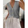 Zeagoo Womens Sweater Vest V Neck Button Down Shirts Trendy Knit Sleeveless Cardigan Top Shirt S-XXL(Light Gray)