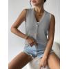 Zeagoo Womens Sweater Vest V Neck Button Down Shirts Trendy Knit Sleeveless Cardigan Top Shirt S-XXL(Light Gray)