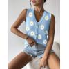 Zeagoo Womens Sweater Vest V Neck Button Down Shirts Trendy Knit Sleeveless Cardigan Top Shirt S-XXL(White Flower)