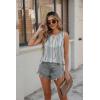 Zeagoo Womens Tank Tops Crewneck Loose Fit Basic Business Casual Summer Sleeveless Shirts Blouse S-XXL(White Gray Stripe)