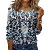 Zeagoo 3/4 Length Sleeve Womens Tops Round Neck Casual Summer Tunic Tops Basic Tees Blouses Dressy T-Shirts Pleated Shirts(Mz873)