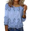 Zeagoo 3/4 Length Sleeve Womens Tops Round Neck Casual Summer Tunic Tops Basic Tees Blouses Dressy T-Shirts Pleated Shirts(Sf166)