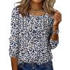 Zeagoo 3/4 Length Sleeve Womens Tops Round Neck Casual Summer Tunic Tops Basic Tees Blouses Dressy T-Shirts Pleated Shirts(Sp64)