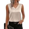 Zeagoo Satin Blouse for Women Summer Tank Tops Dressy Casual Silk Camisoles Sleeveless Shirts(Champagne)