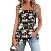 Zeagoo Sleeveless Floral Tank Tops for Women Summer Square Neck Pleated Babydoll Flowy Soft Tunic Tank Top