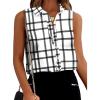 Zeagoo Women’s Sleeveless Button Down Shirts Summer Blouses Casual V Neck Tank Tops for Work Black Plaid