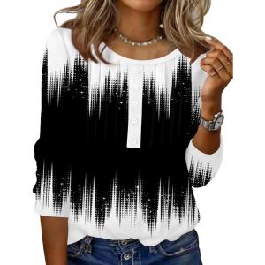 Zeagoo 3/4 Length Sleeve Womens Tops Round Neck Casual Summer Tunic Tops Basic Tees Blouses Dressy T-Shirts Pleated Shirts(Jb204)