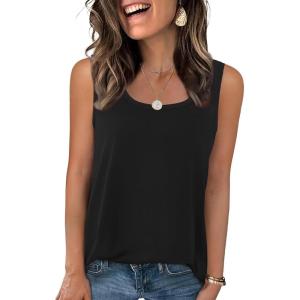 Zeagoo Womens Loose Fit Tank Tops Summer Scoop Neck Tops Casual Flowy Sleeveless Tunic Shirts 2025(Black)