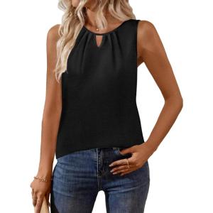 Zeagoo Womens Tank Tops Crewneck Loose Fit Basic Business Casual Summer Sleeveless Shirts Blouse S-XXL(Black)