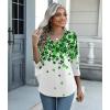 Zeagoo Womens Blouse Casual 3/4 Length Sleeve V Neck Basic T-Shirts Spring Summer Cute Tunic Tops Business Work Tees(Clover Print-sp77)