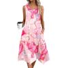 Zeagoo Womens Casual Dress for Summer Tank Dress Loose Flowy Beach Dress with Pockets Hankerchief Flare Midi Sundress 2026(01 A-pink)